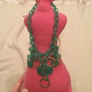 Blue short necklace with rings