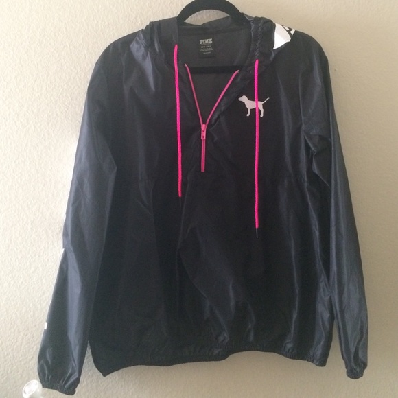 Victoria's Secret Jackets & Blazers - Victoria's Secret PINK Black Half Zip Anorak