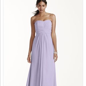 Long Strapless Chiffon Dress and Pleated Bodice