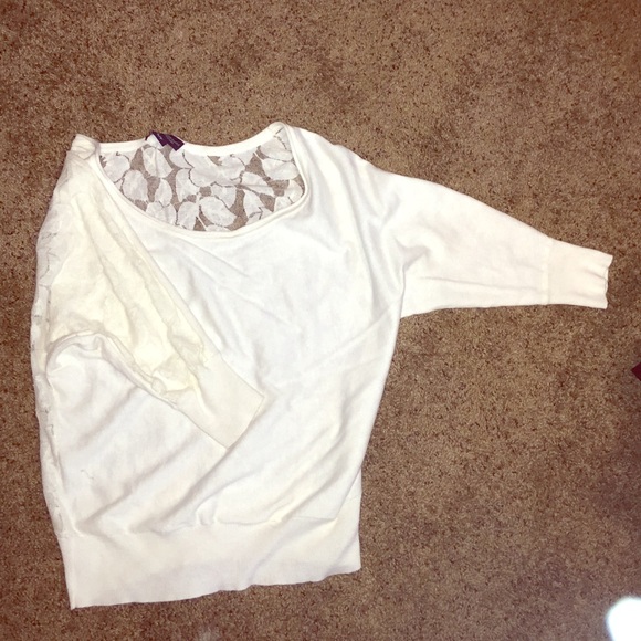 White sweater with lace back