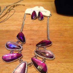 Purple Necklace& Earring set