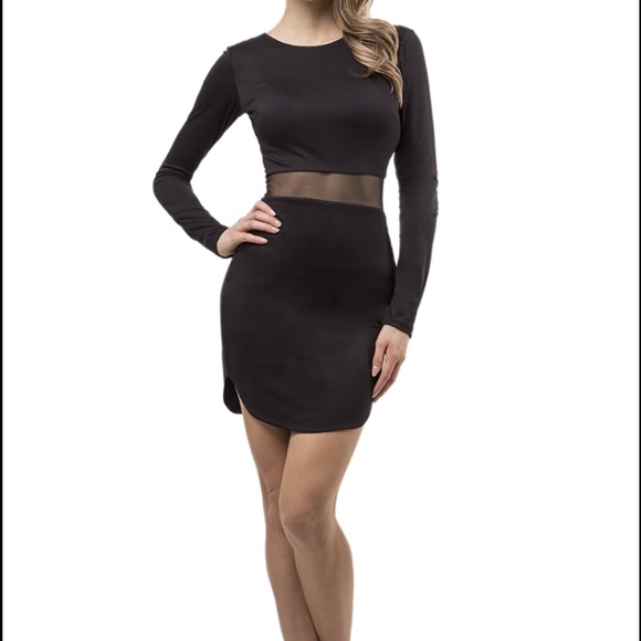 Summer SALE! Black Long Sleeve Shift Dress - Picture 2 of 4