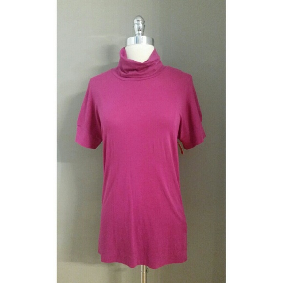 Theory Tops - Theory Turtle Neck Oversized Magenta Top