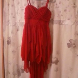 Red High-low party dress
