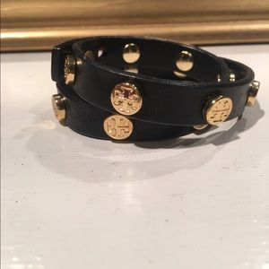 Tory Burch double wrap logo stud bracelet