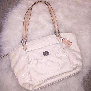 COACH Leah white patent embossed tote