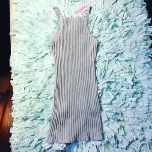 Grey ribbed snug dress. Showpo.