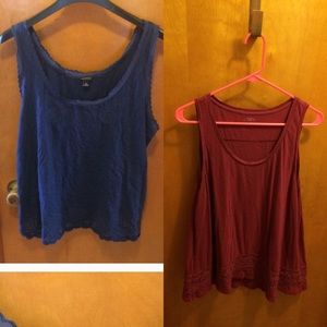 Ann Taylor loft tanks burgundy navy sz large L XL