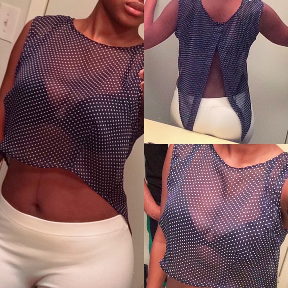 Tops - Dotted see through crop top