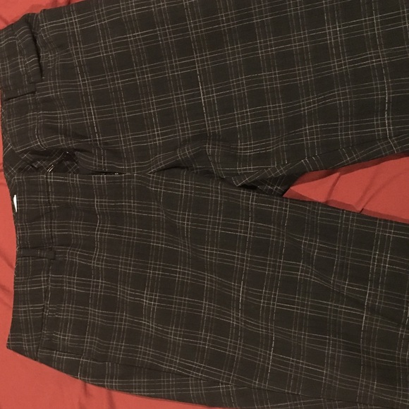 Black and white striped work pants