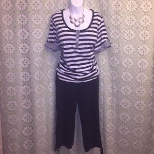 Avenue Navy Striped T Shirt