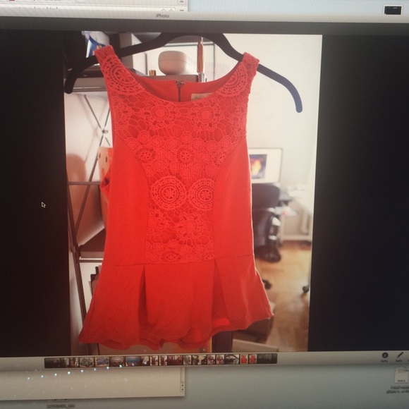 Peplum crochet lace tank