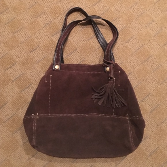 ANNE TAYLOR LOFT: Brown Suede Bag