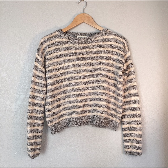 Denim and Supply Striped Crop Sweater