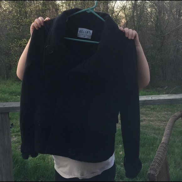 Cute black peacoat look sweatshirt material jacket - Picture 1 of 3