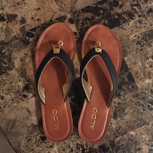 Flat Black Aldo Sandals