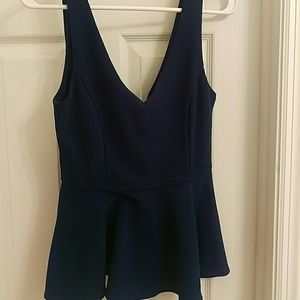 Deep green peplum blouse with zipper - medium