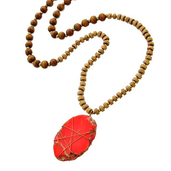 Red Mala Bead Style Necklace