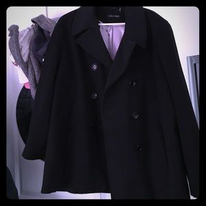Calvin Klein Women's Black Pea Coat 2X