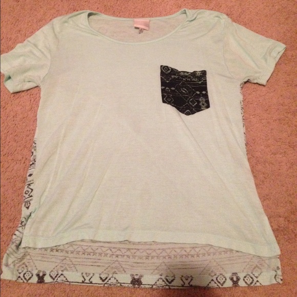mint green shirt from buckle.