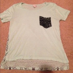 mint green shirt from buckle.