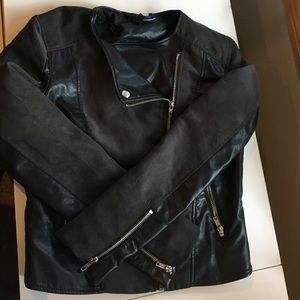 Faux leather and suede jacket