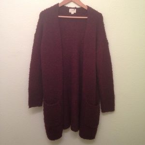 burgundy wool cardigan size small