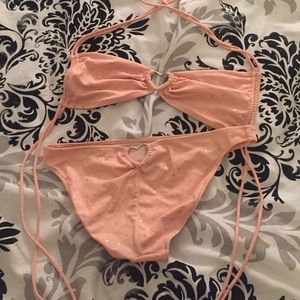 VS Gold & Peach Heart Bikini Size M