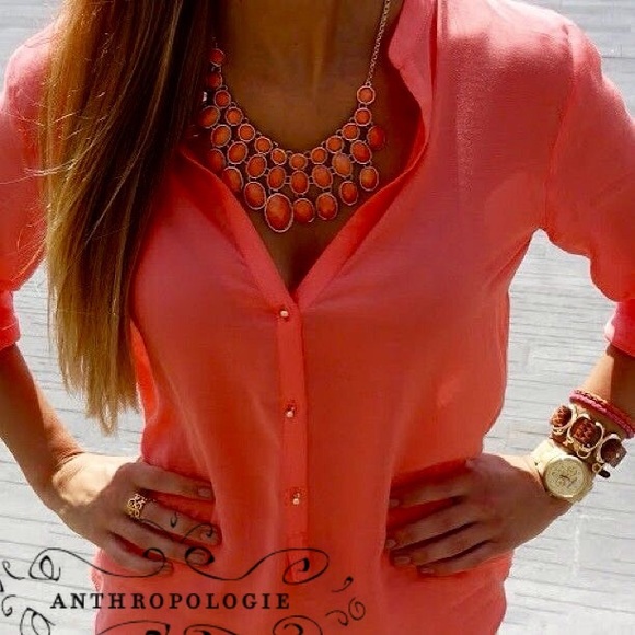 Anthropologie Tops - Anthropologie Coral Blouse