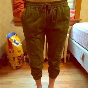 Bullhead dark green slouch pants.