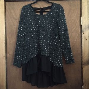 Raised polka dot open back sweater