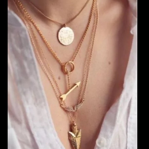 Jewelry - Arrow gold 4 layer angel wings chain necklace