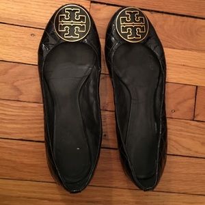Tory Burch Black Patten Leather Reva Flat