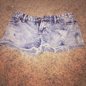 Acid wash shorts