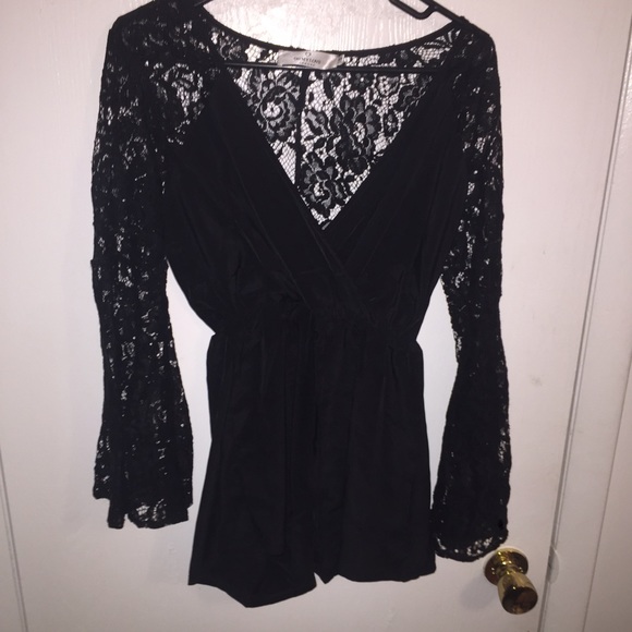 Lace trendy black romper