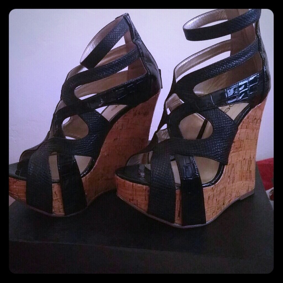 Bebe Black Wedges