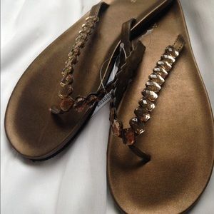 Bronze Jeweled Sandals from Maurices