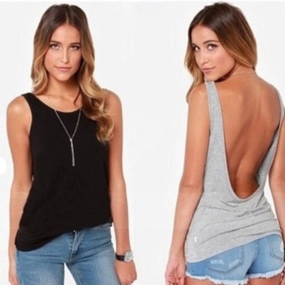 Tops - New Black & Gray Open Back Tank Top, S & M
