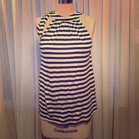 Pim + Larkin navy striped high neck tank