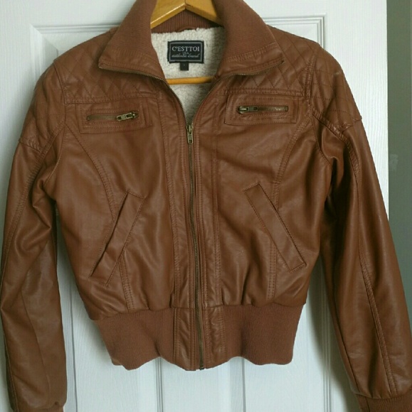 Brown leather jacket