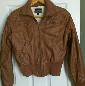 Brown leather jacket
