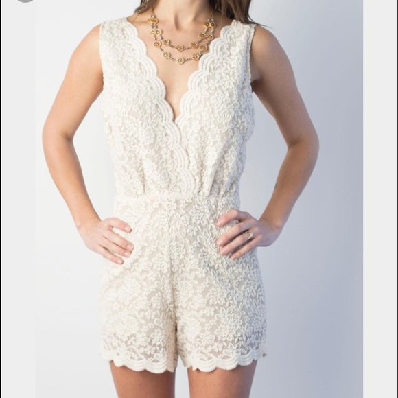 Pants - Ivory lace romper