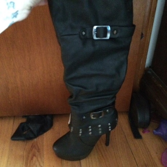 Spiked over the knee boots