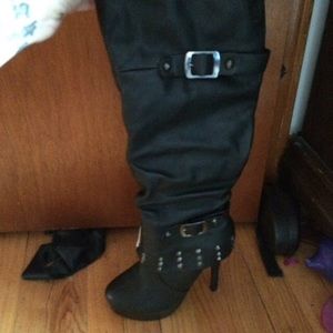Spiked over the knee boots