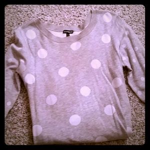 Express grey and white polka dot sweater