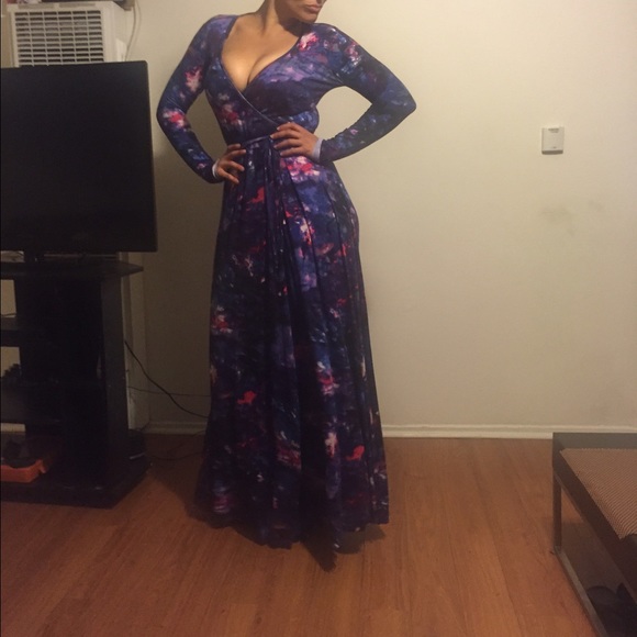 Flower print long dress