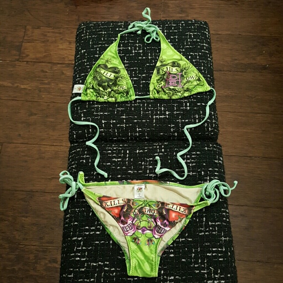 Lime Green Ed Hardy 2 Piece Swimsuit