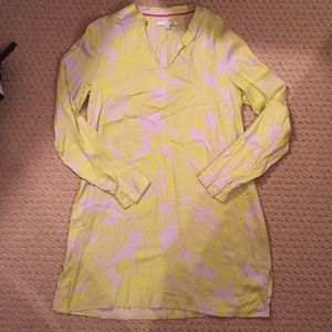Grey and neon yellow/green silk tunic