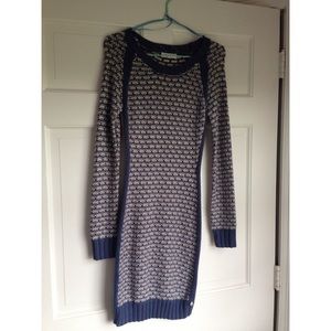 Blue & creme knit sweater dress