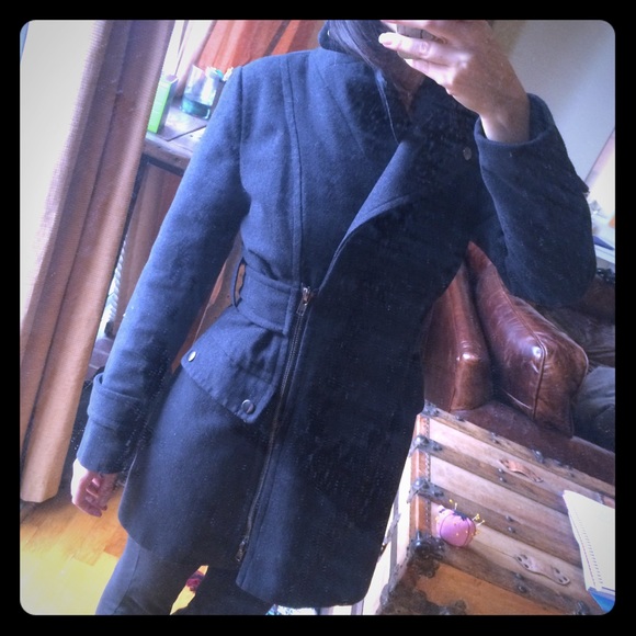 Asymmetrical Grey Trench Coat